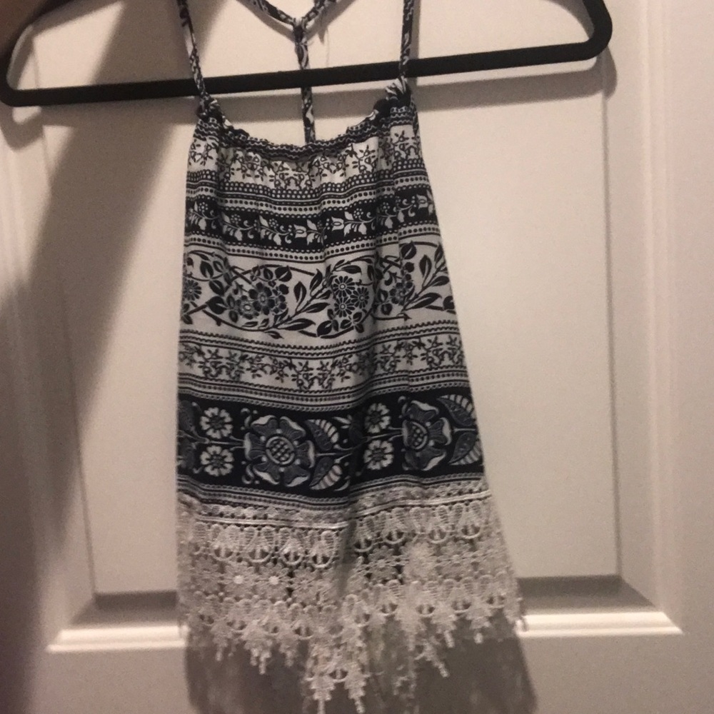 Blue boho halter top.