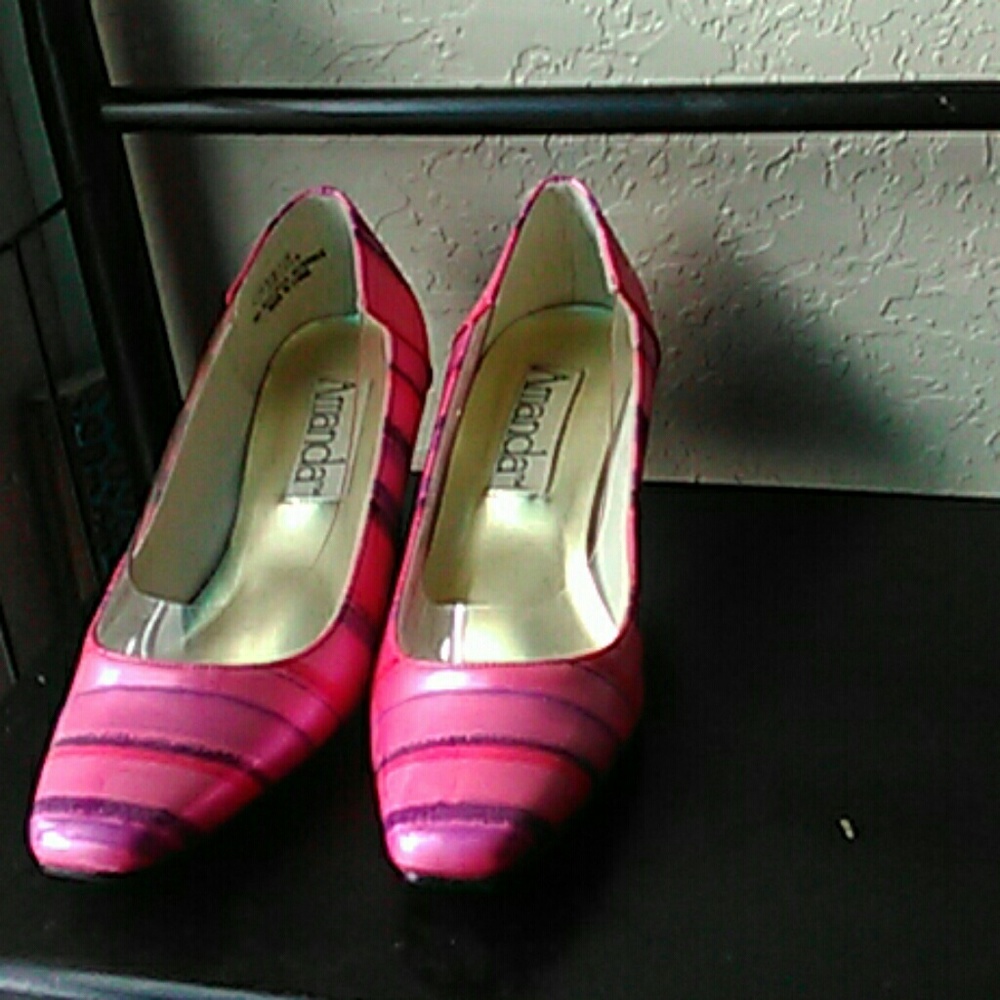 Pink and purple and dress shoe