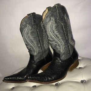 Gray-Black Authentic Cowboy Boots - Unisex