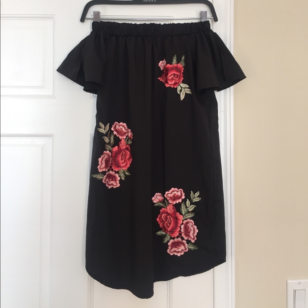Black dress with roses