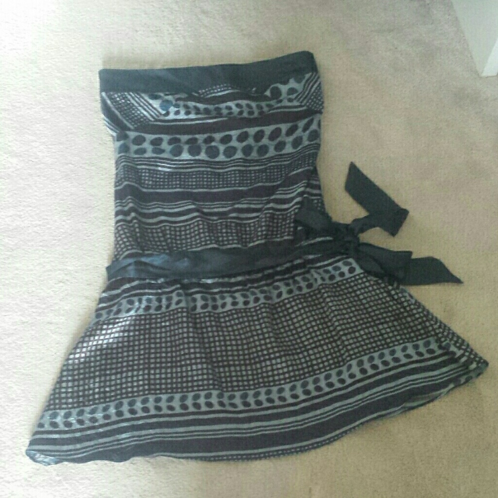 Crinkle satin drop waist tube dress