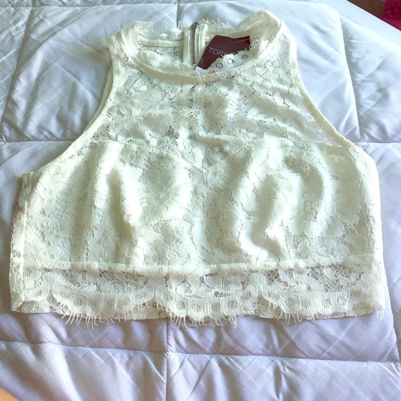 NWT Topshop Lace crop top ivory - Picture 1 of 4