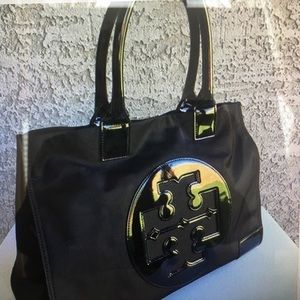 Tory Burch Large Ella Nylon Black Tote