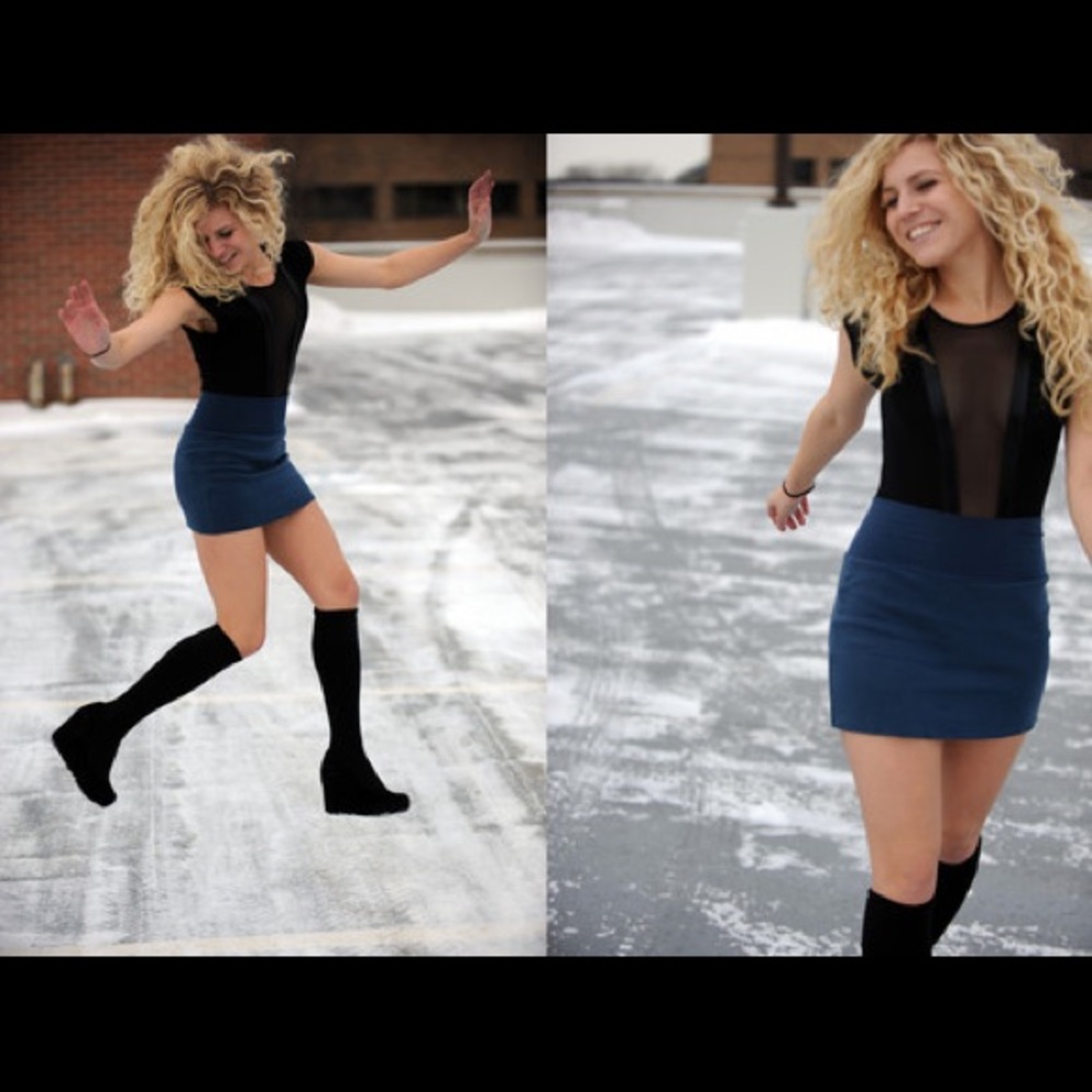 American Apparel interlock mini skirt blue size L