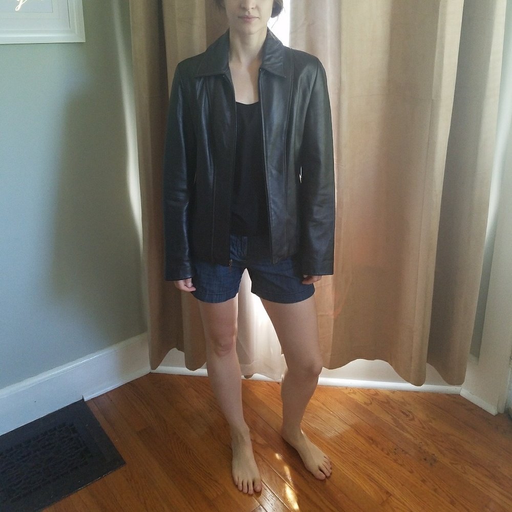 Kenneth Cole women's black leather jacket