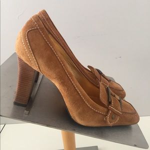 Cole Haan Camel Suede Loafer Heel