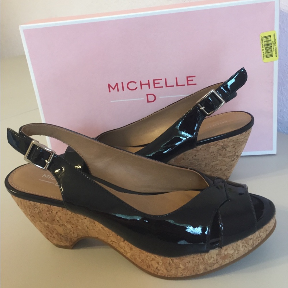 🎀NIB Michelle D Black Patent leather Wedges/Heels
