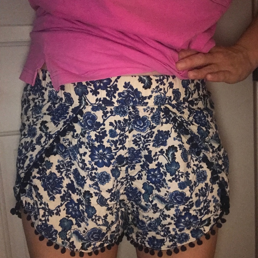 Blue Floral Shorts