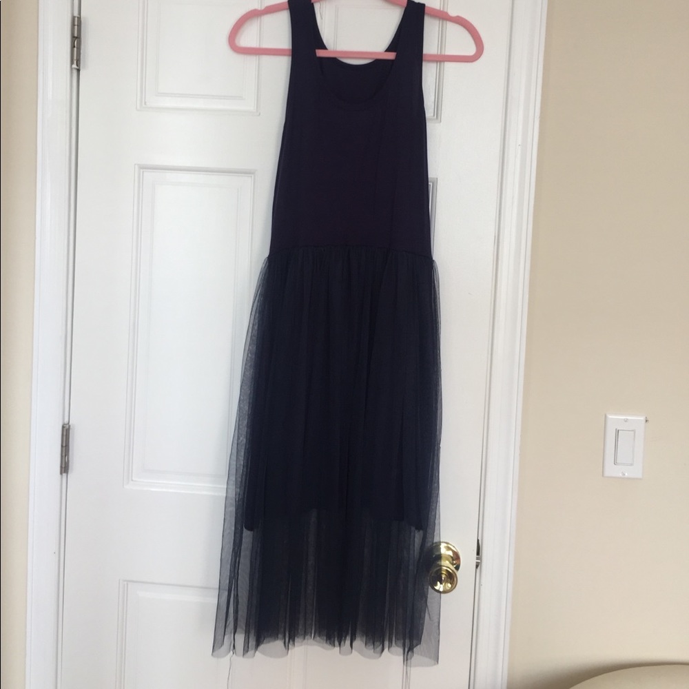 Midi length navy dress