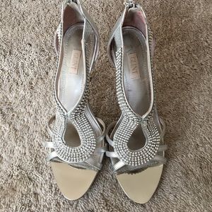 Silver and rhinestone party shoes. Size 5 1/2