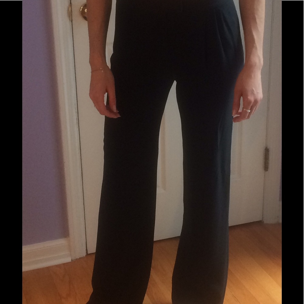 Black silk slacks