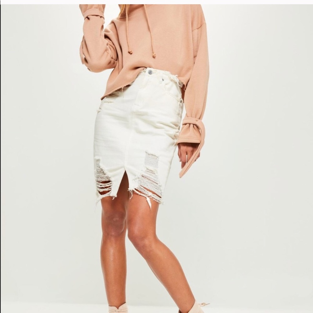 Missguided Cream Denim Midi Skirt 🕊