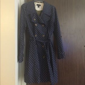 Lands End Polka Dot Trench Coat size 14/16