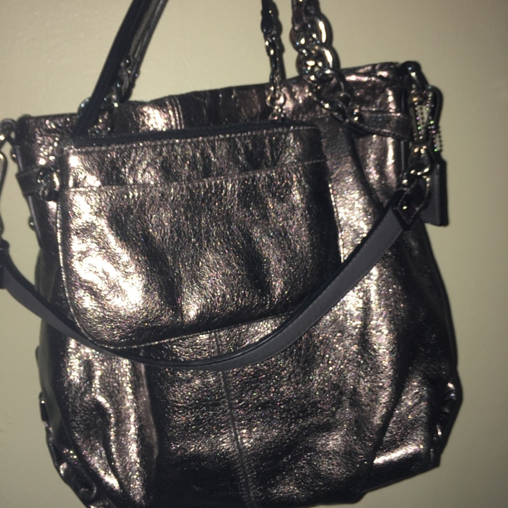 Coach metallic Silver Brooke purse