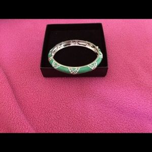 Green Enamel Hinged Bracelet