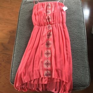 Strapless coral high low dress