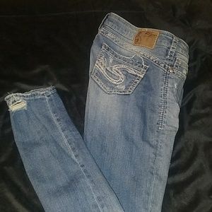 Destructed Silver Jeans- skinny sz. 27R