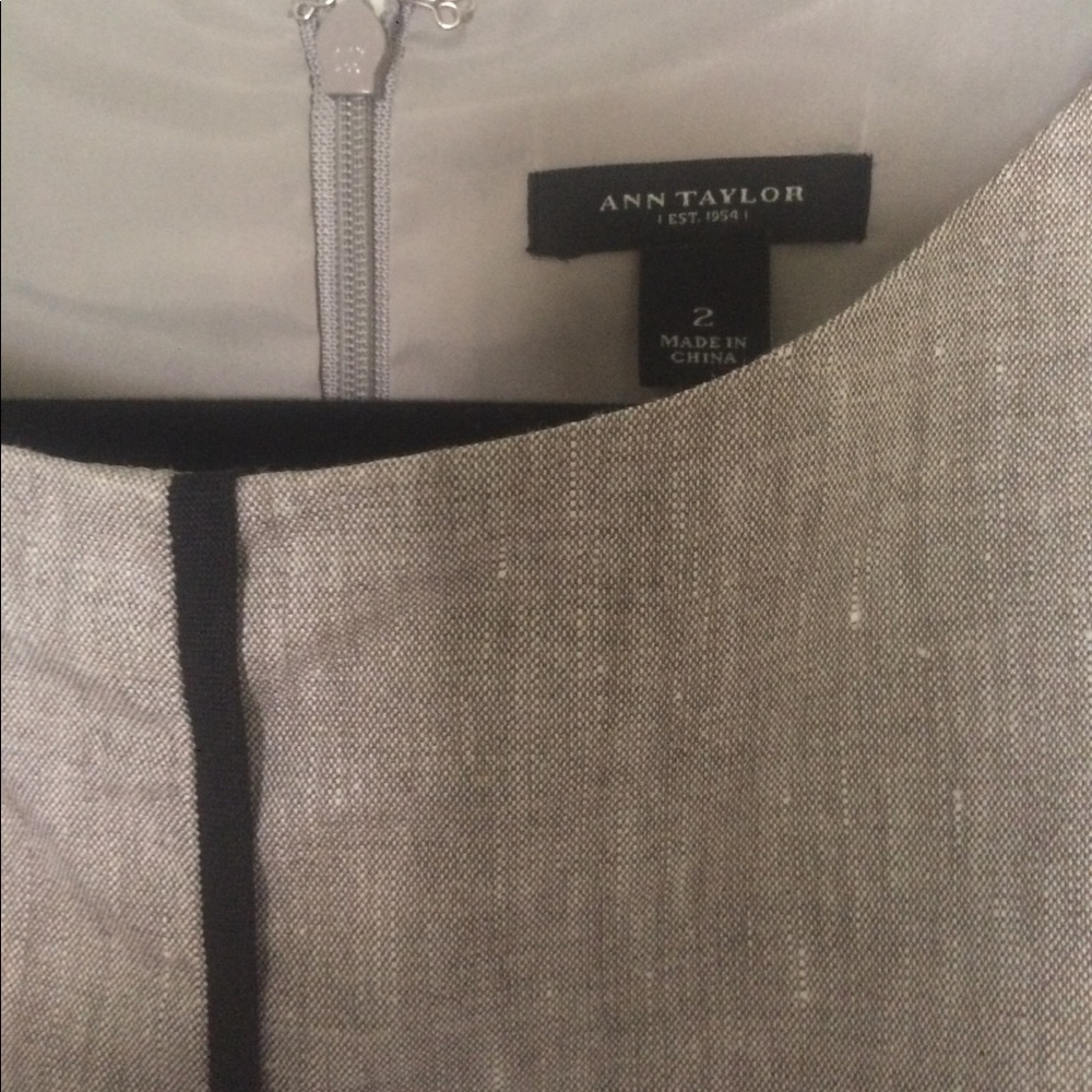 ANN TAYLOR DRESS Linen Panel Sheath Dress Career Cocktail Piped - Picture 4 of 6
