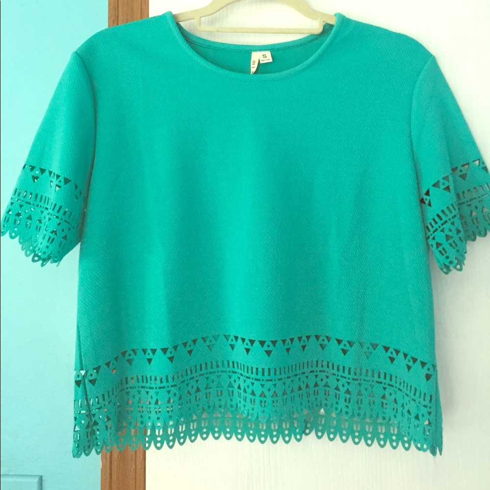 Turquoise Miami brand top