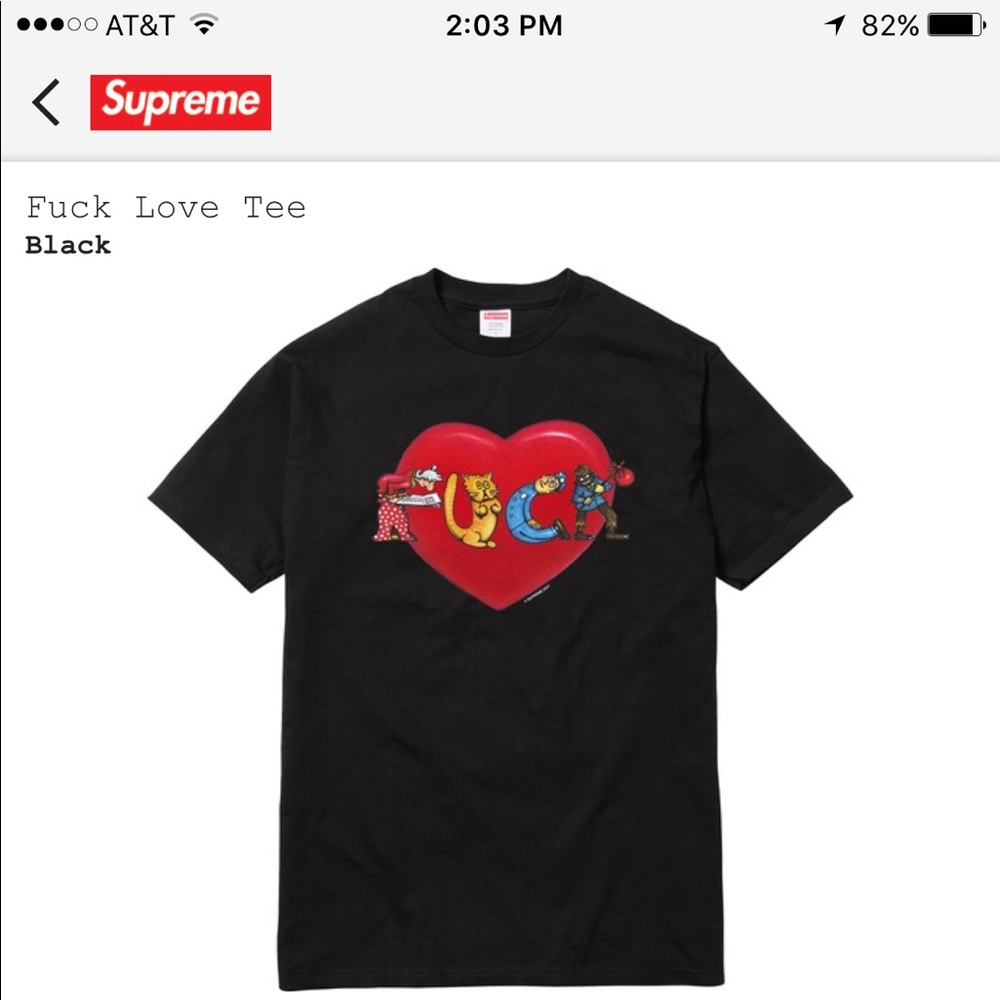 Supreme Fuck Love Tee FW17