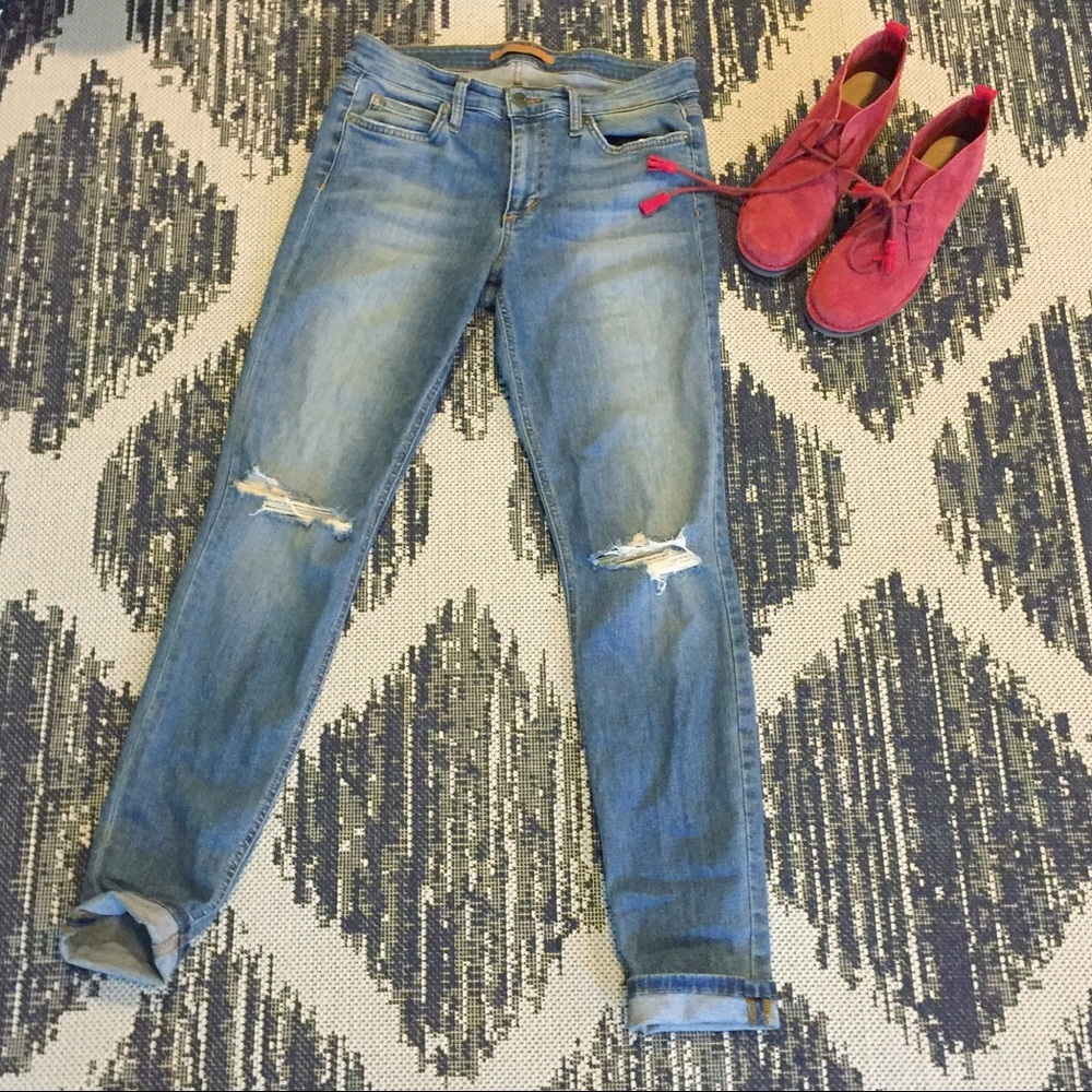 Joe's Jeans Distressed Mid Rise Skinny Medium Wash