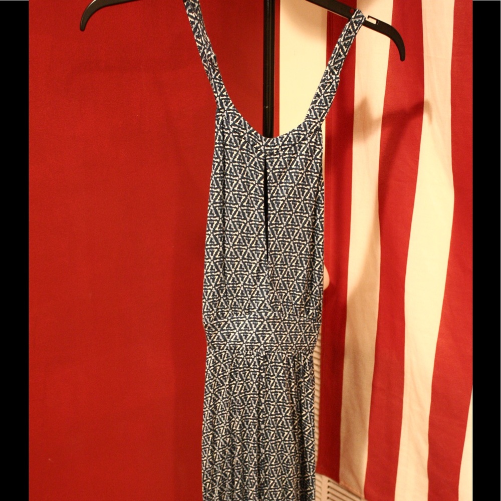 Blue and white romper