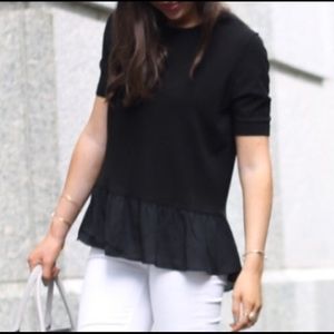 Loft Mixed Media Black Blouse