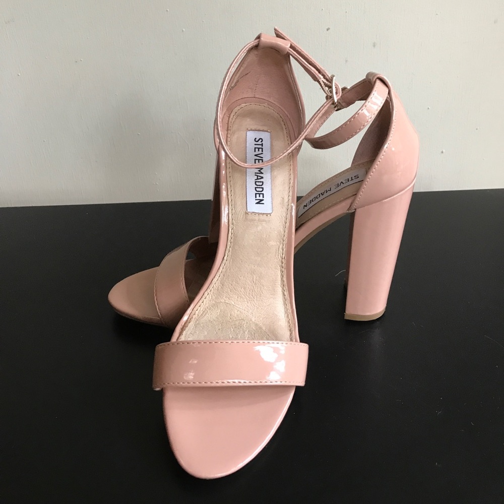 Steve Madden Chunky Heels in Blush/Nude Patent
