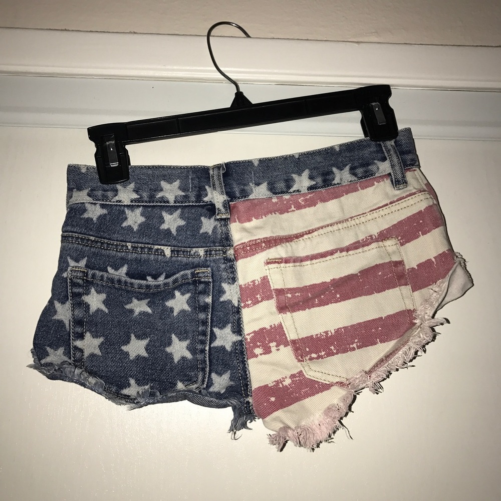 American Flag denim shorts