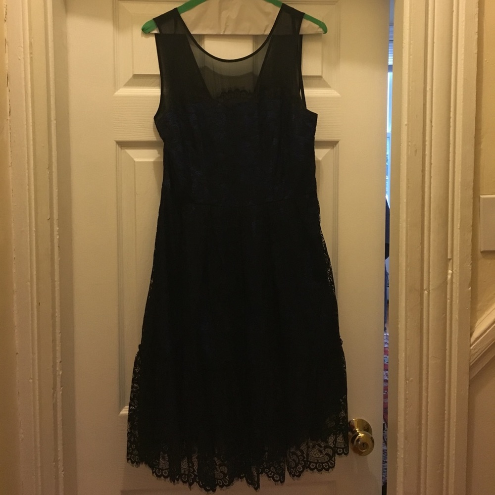Blue and black lace dress