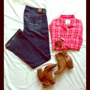 AE Stretch dark wash favorite boyfriend jeans