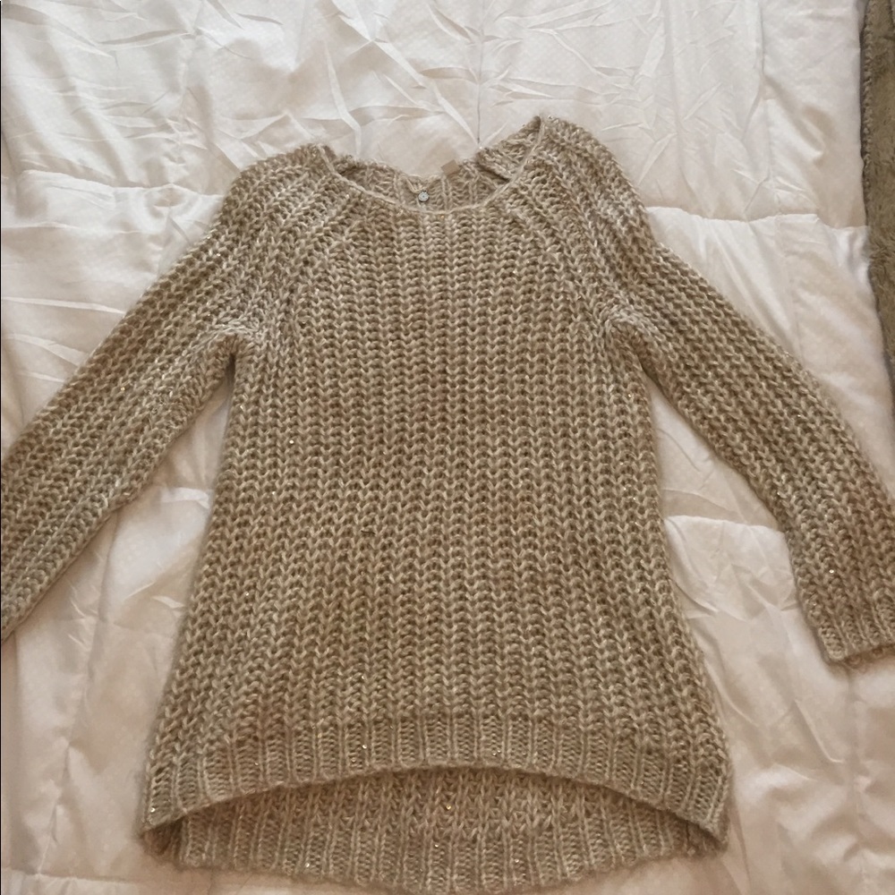 Gold anthropologie holiday sweater