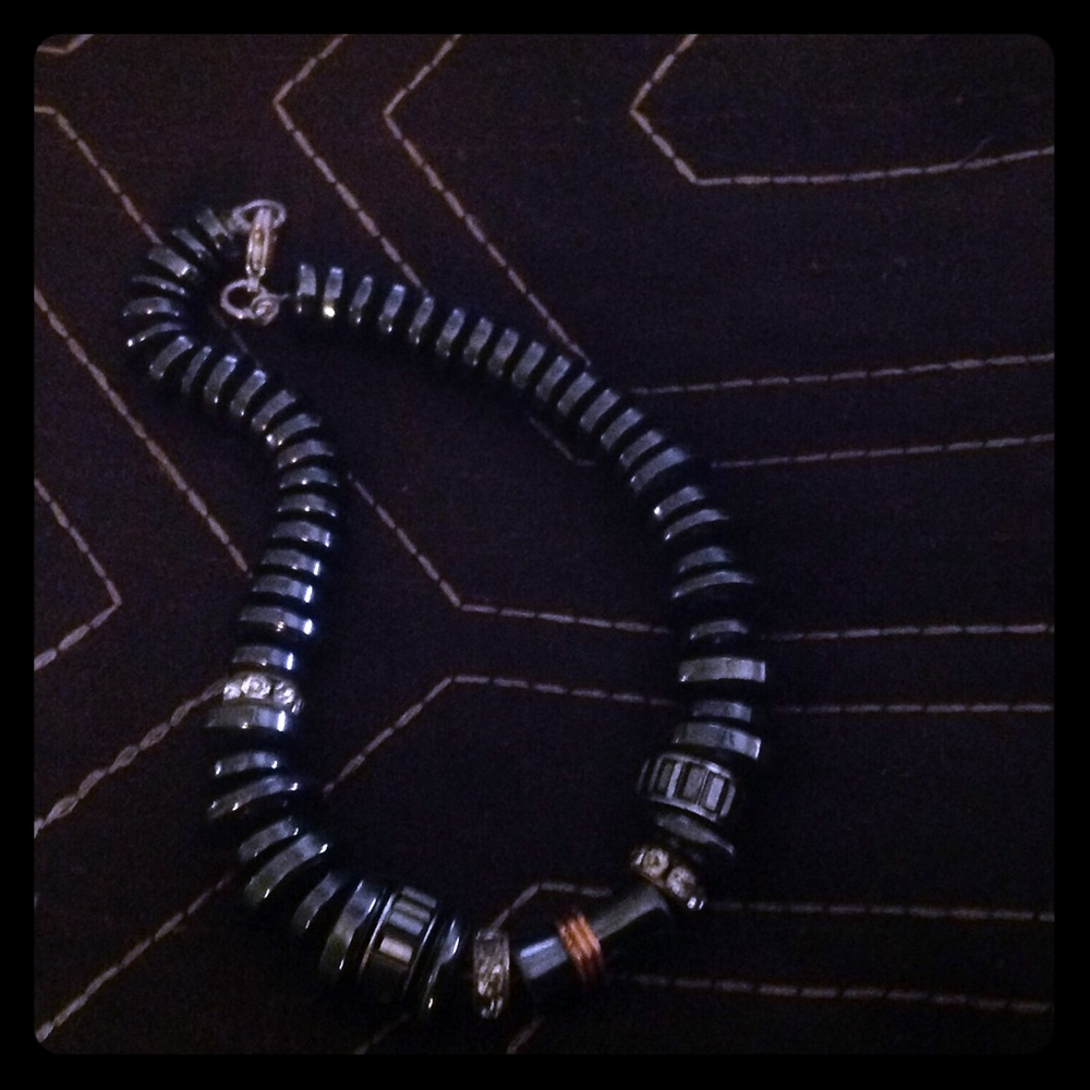 Mens hematite, copper, and Swarovski Bracelet