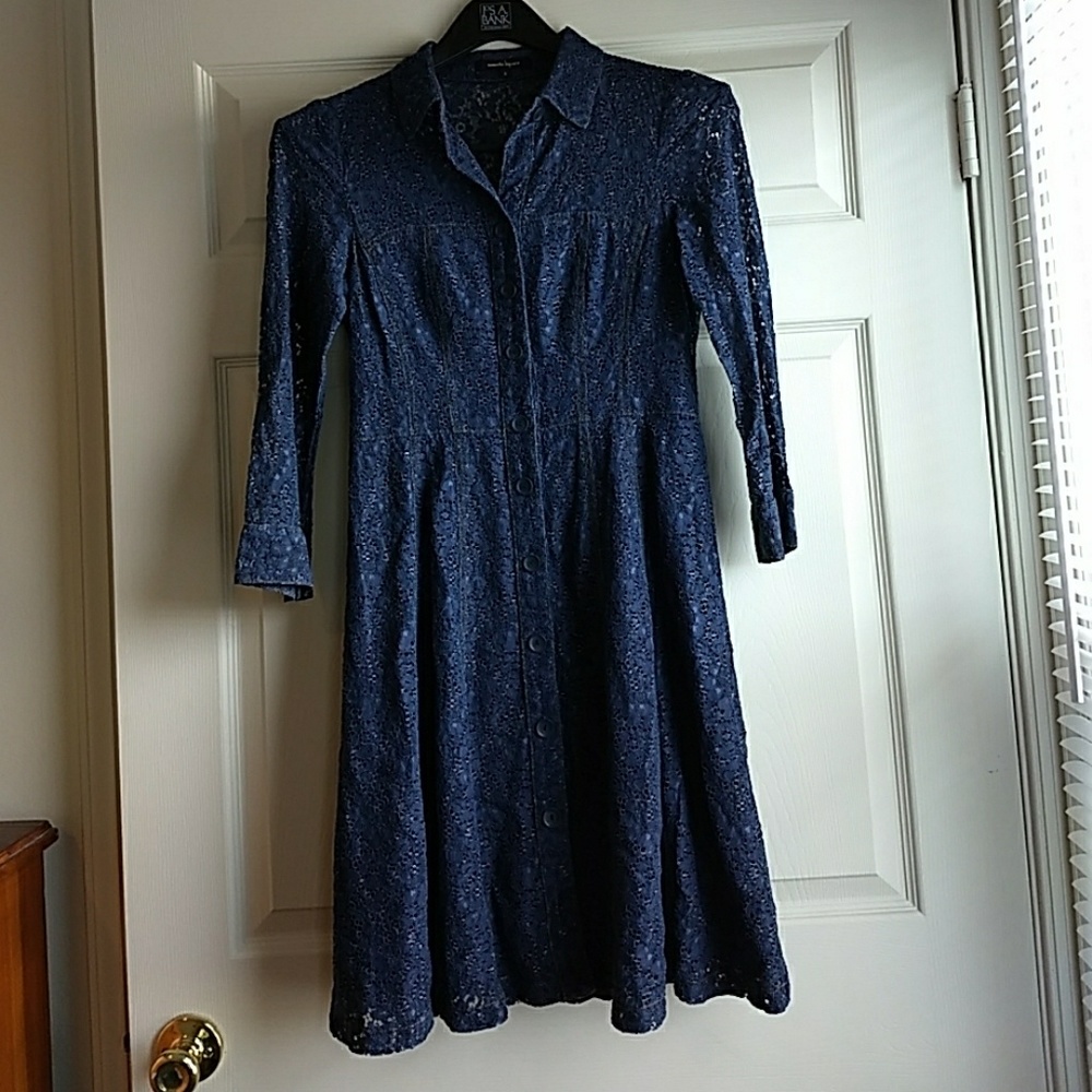 Nanette Lepore Lacey Denim Button-up Dress