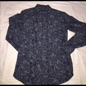 Linen blend coral long sleeve button down