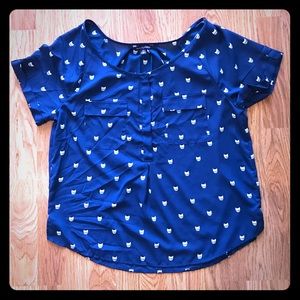 American Eagle Navy Cat Blouse