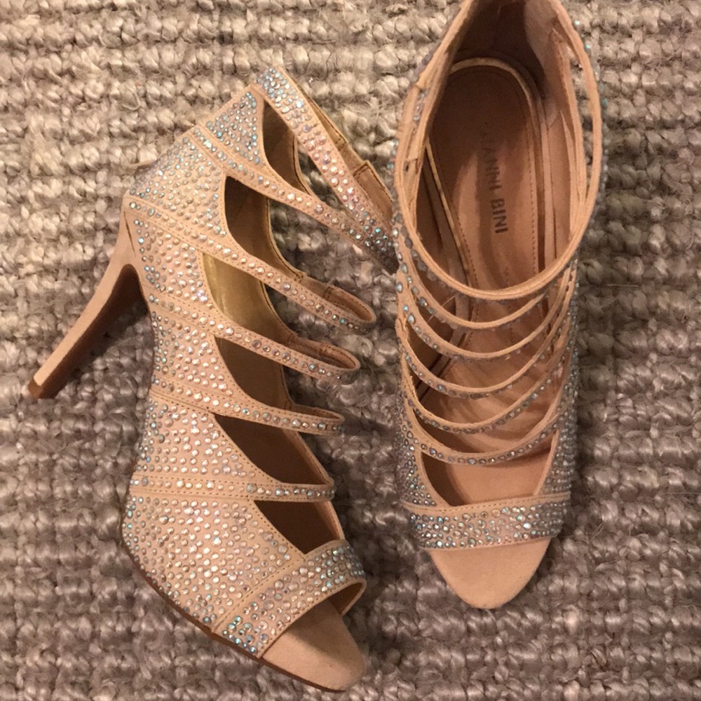 Gianni Bini iridescent crystal strappy heels