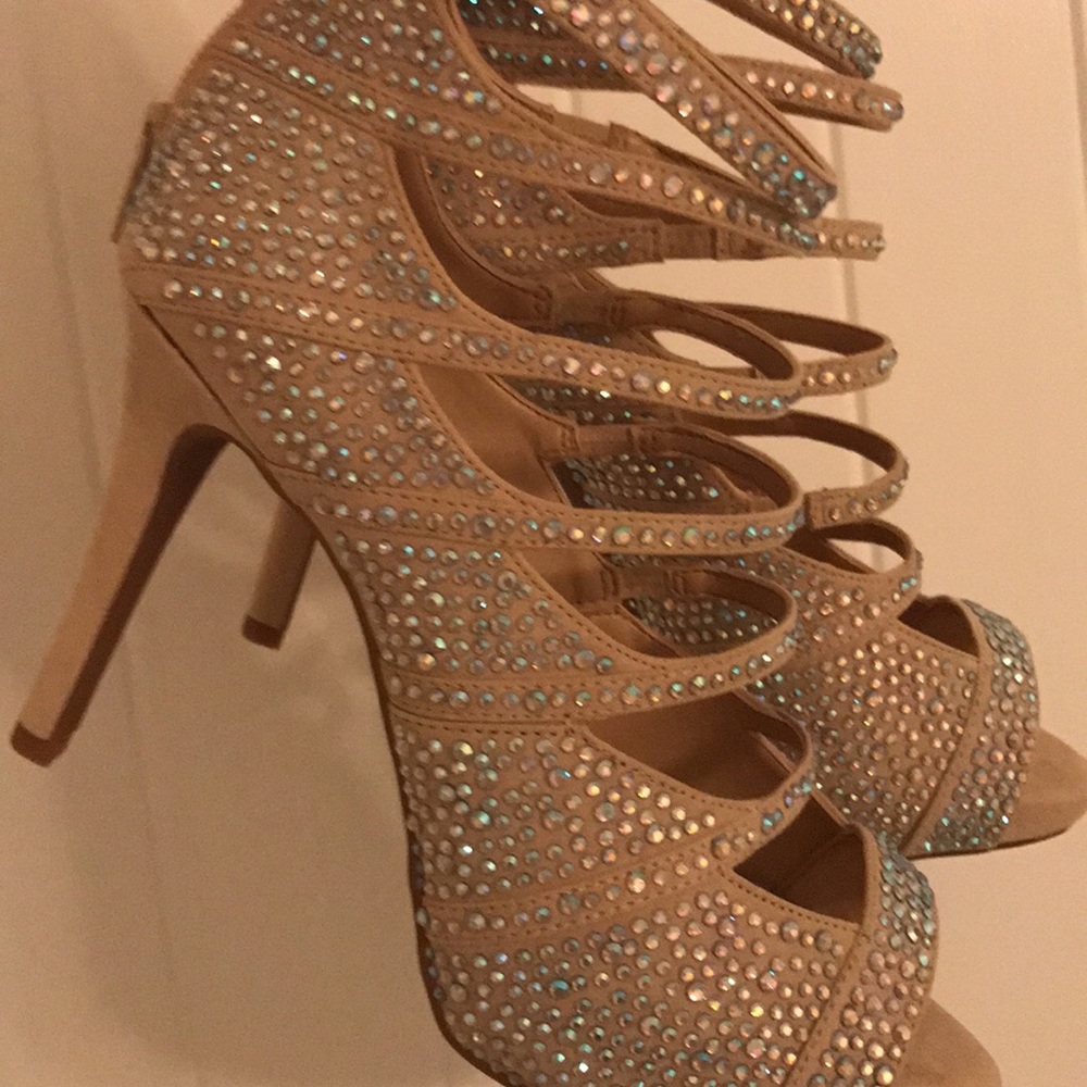 Gianni Bini iridescent crystal strappy heels - Picture 2 of 2