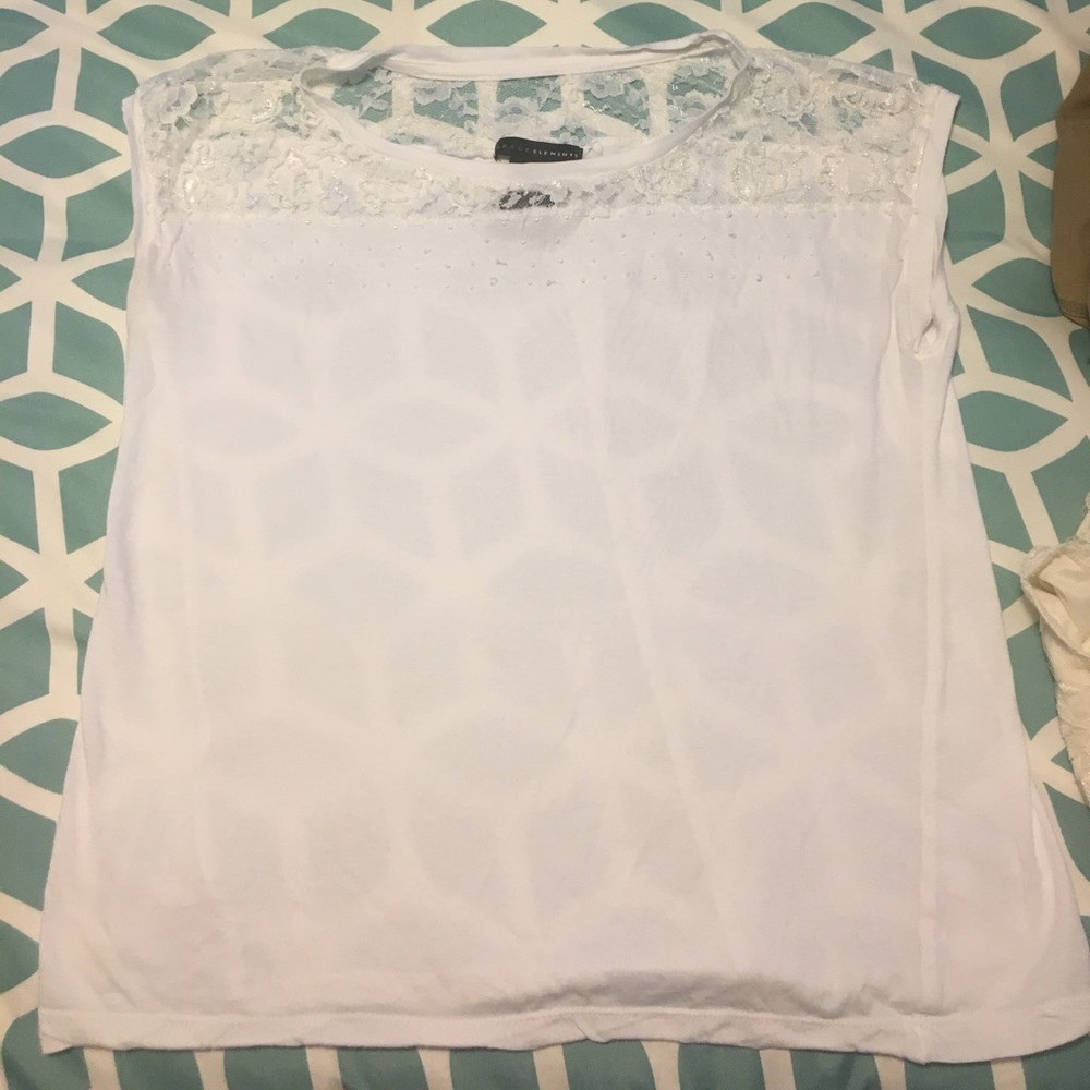 White top with lace and bead detail