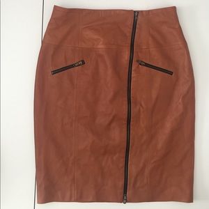 Cynthia Steffe - Brown Leather Knee Skirt