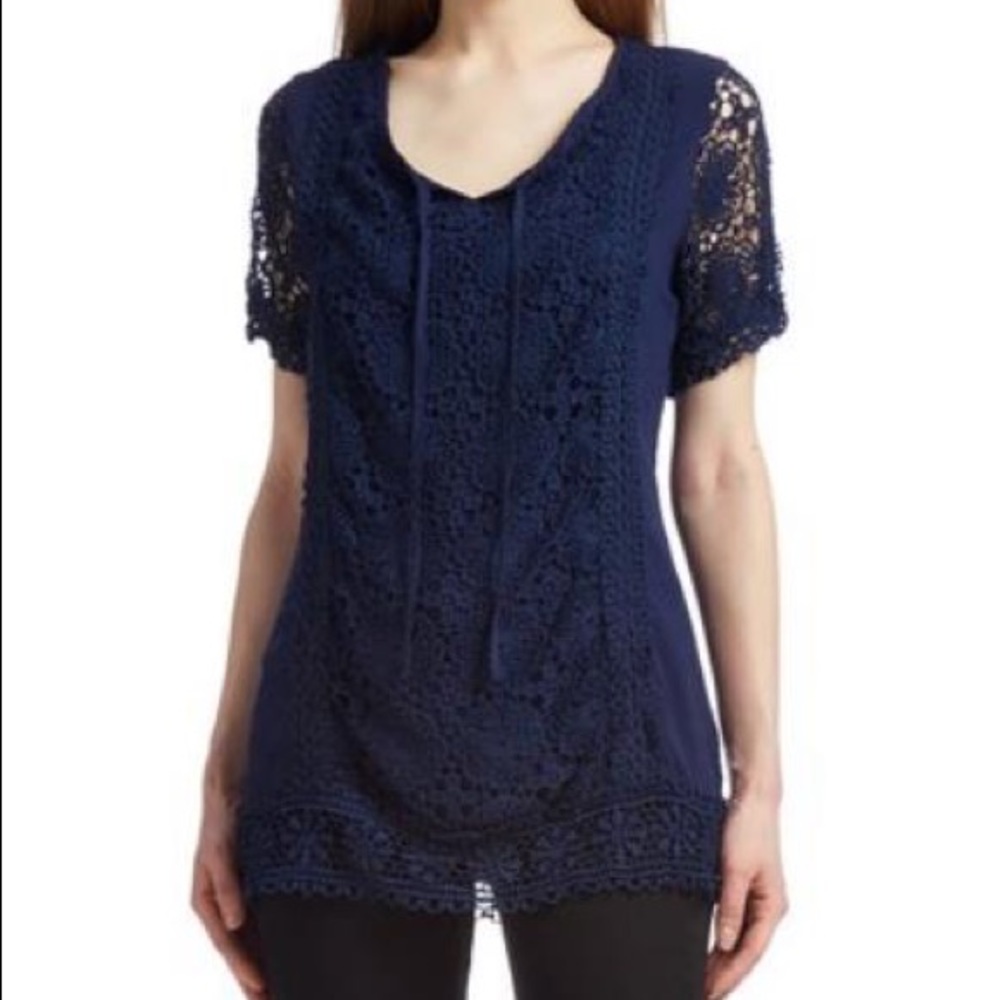 Navy Crocheted Tunic
