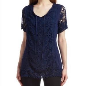 Navy Crocheted Tunic