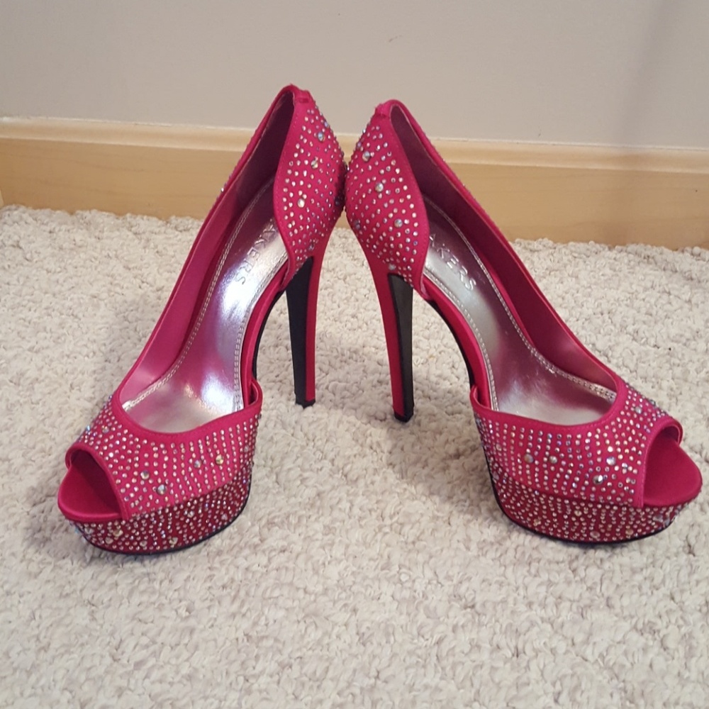 Pink rinestone high heels
