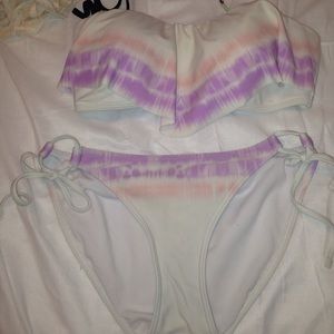 2 piece pink, purple, white ombré bikini