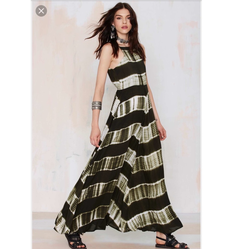Line and dot shibori maxi