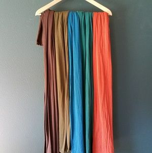 set of 5 VIV maxi skirts in fall colors