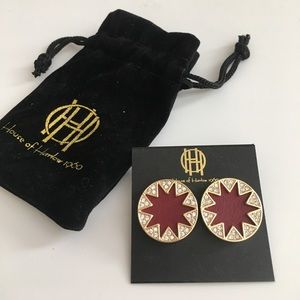 House of Harlow Burgundy/ Garnet Sunburst Earrings