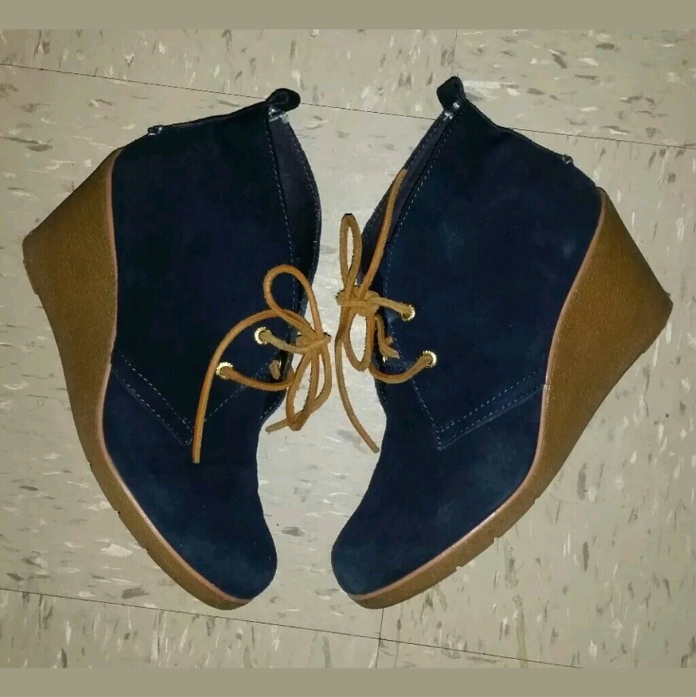 Sperry Top-Sider Navy Blue Wedge Lace-Ups, Size 9