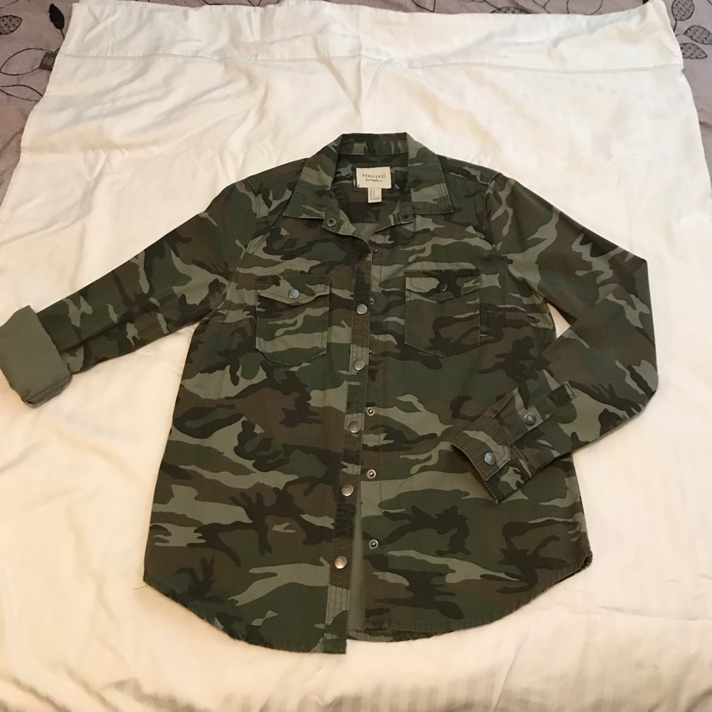 Camo button down