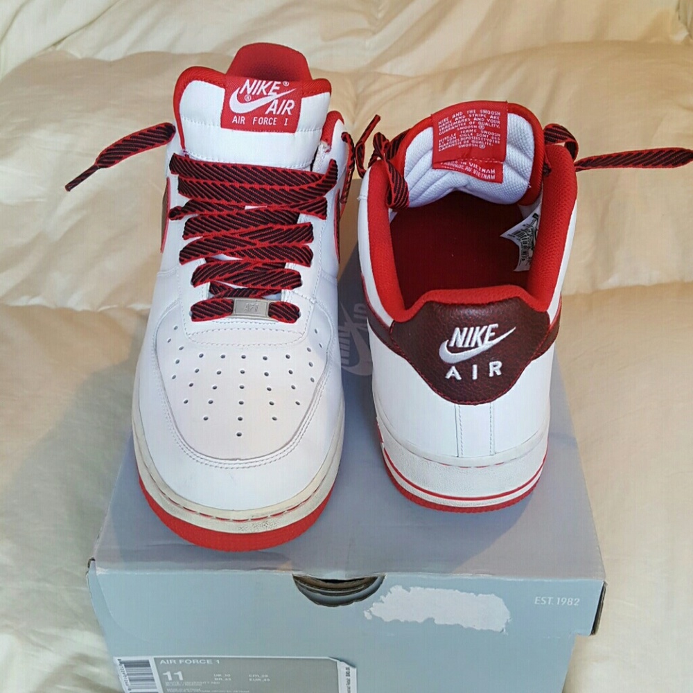 Men's White/Red  Air Force 1